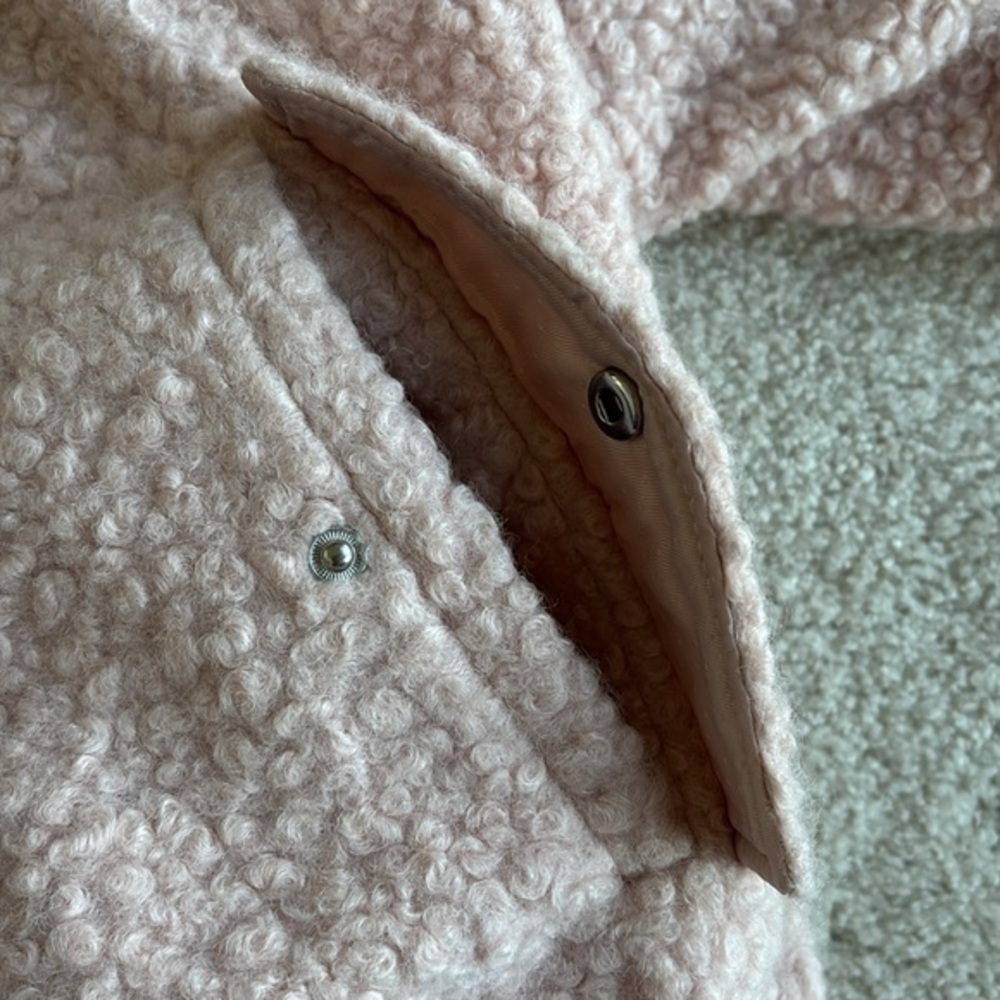 Anthropologie Pink Rose Sherpa Fleece Full Zip Lined Jacket Women Size Large - Picture 8 of 15